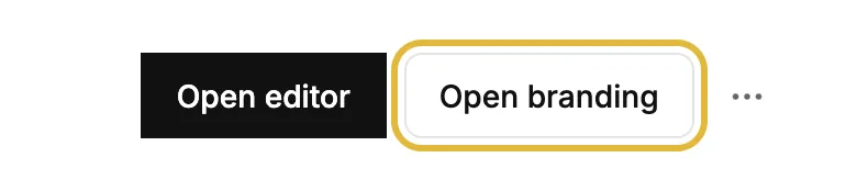 The Open branding button at the top of a site's dashboard