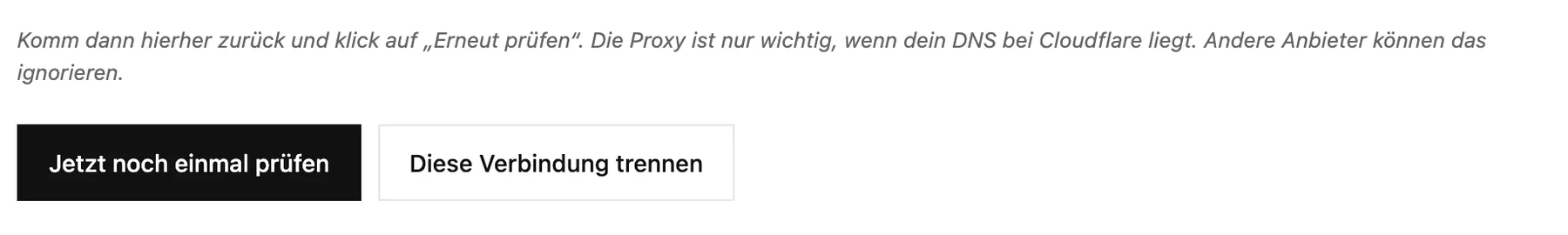 Die Schaltfläche „Jetzt erneut prüfen“ unter den Einträgen