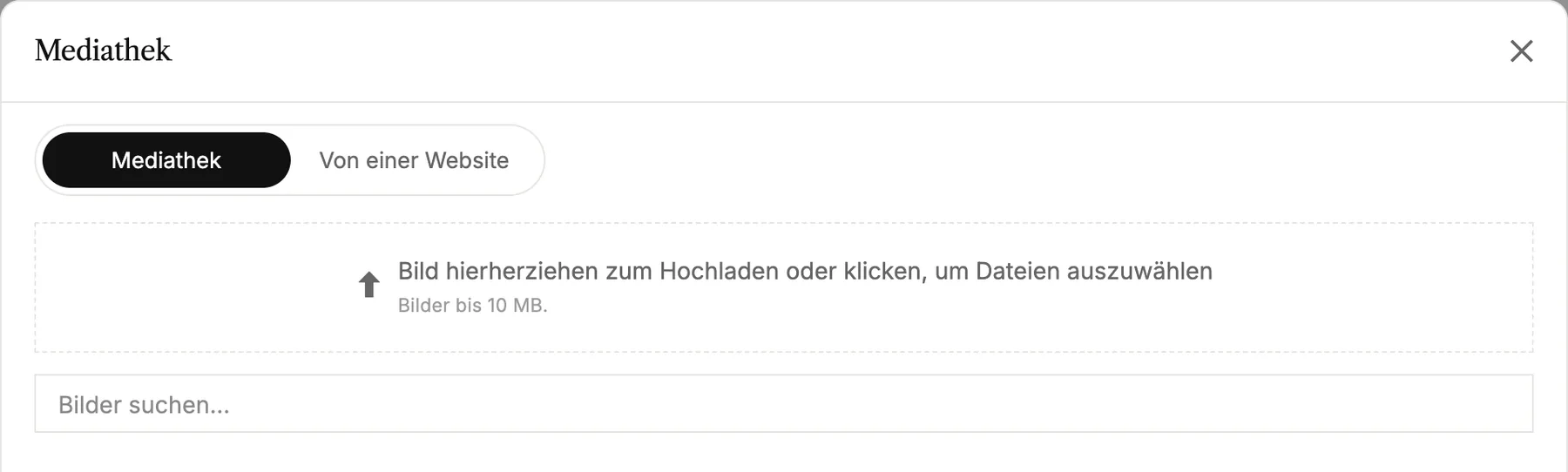 Die Bildbibliothek mit den Tabs [Bibliothek] und [Von einer Website]