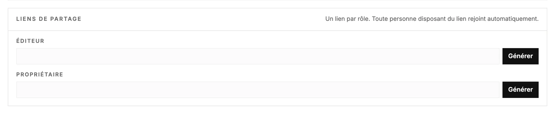 Liens de partage pour les éditeurs et les propriétaires